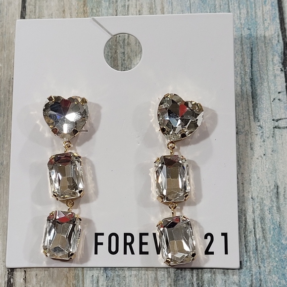 Forever 21 Jewelry - Forever 21 Gold Crystal Drop Earrings